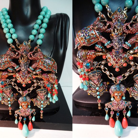 SHOWSTOPPER Signed HEIDI DAUS "Court Of Critters" Grande Crystal Necklace New Wi - Picture 3 of 7